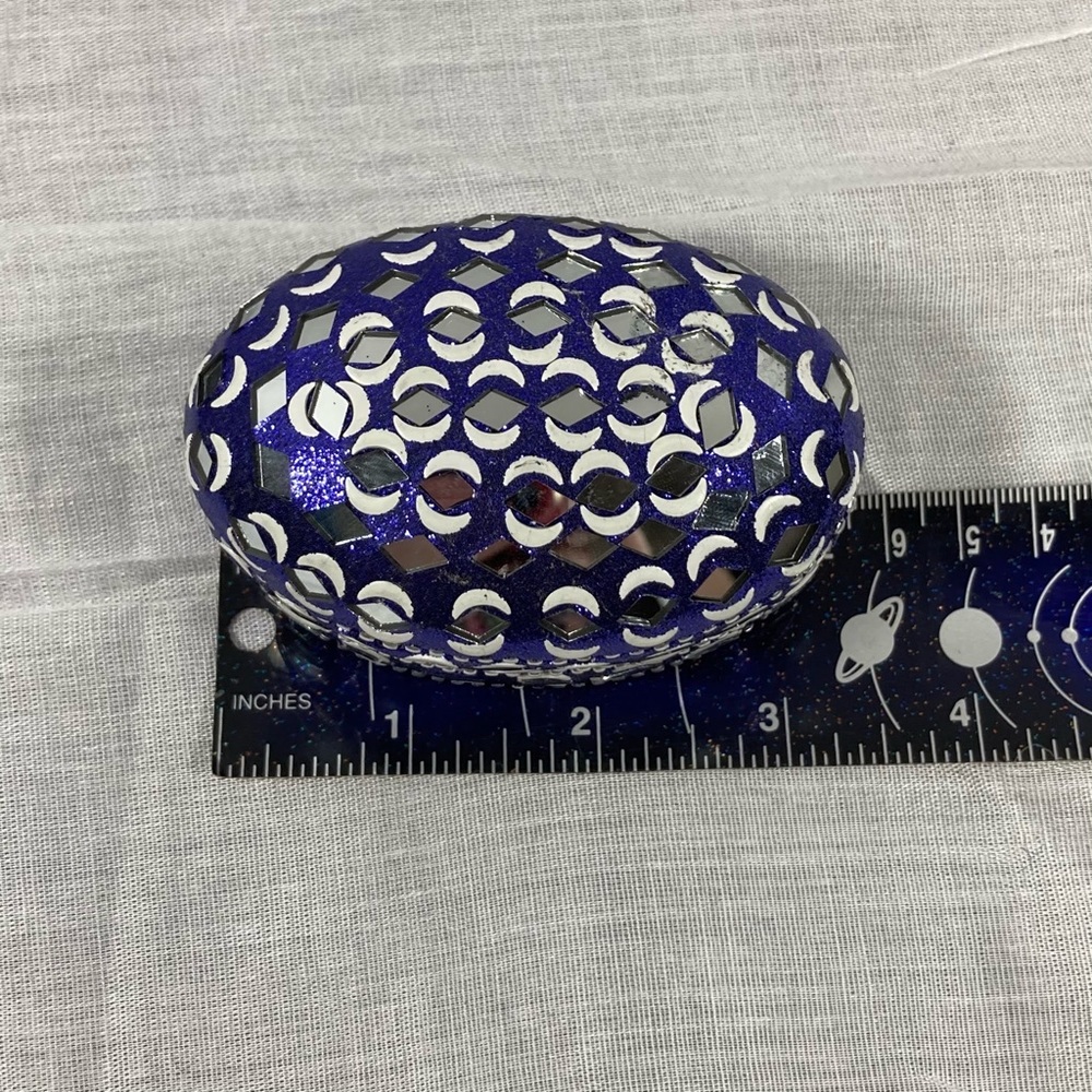 Blue And Silver Crescent Moon Aluminum Trinket Box